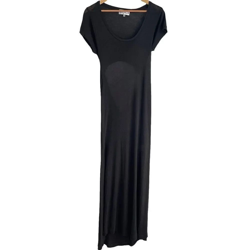 Wildfox Short Sleeve Maxi Dress Military Green Bodycon with Back Cut Out